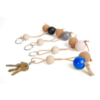 by Wirth Key Sphere Keychain - Natural Oak with Peach