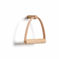 by Wirth Toilet Roll Holder - Natural Oak and Natural Leather - Wall Mounted