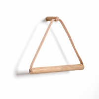 by Wirth Towel Hanger - Natural Oak and Natural Leather - Wall Mounted