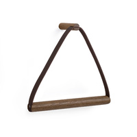by Wirth Towel Hanger- Smoked Oak  and Tanned Leather - Wall Mounted