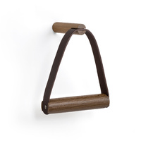 By Wirth Toilet Roll Holder- Smoked oak and leather - Wall Mounted