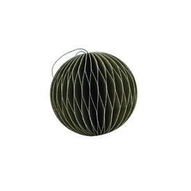Olive Green Paper Sphere Ornament with Silver Glitter Edge H8.5cm