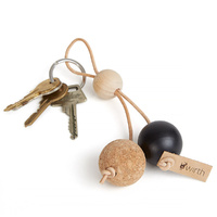 by Wirth Key Sphere Keychain - Natural Oak with Black