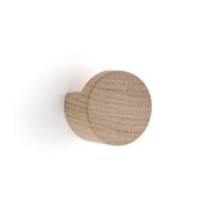 by Wirth Knob, Wall Hook or Cabinet Handle, Natural Oak Wood - Medium