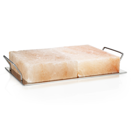 BBQ Pro by Rivsalt - 2 Himalayan Salt Blocks and Metal Tray for Barbecue