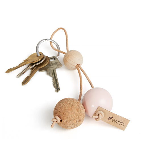by Wirth Key Sphere Keychain - Natural Oak with Peach