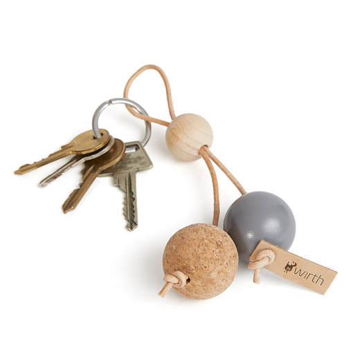 by Wirth Key Sphere Keychain - Natural Oak with Grey