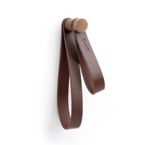 by Wirth Double Loop Wall Hook Hanger - Smoked Oak and Smoked Leather