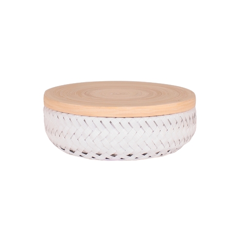 Wonder Round Basket White - Bamboo Cover