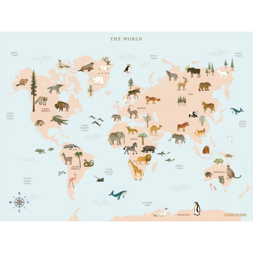ViSSEVASSE World Map Animal - Poster 