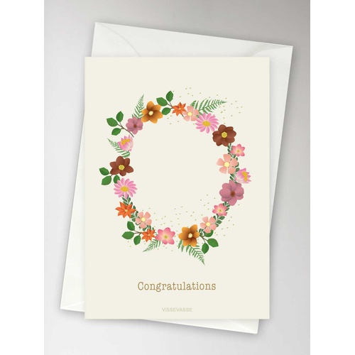 ViSSEVASSE  Congratulations Flower Circle- Greeting Card A6